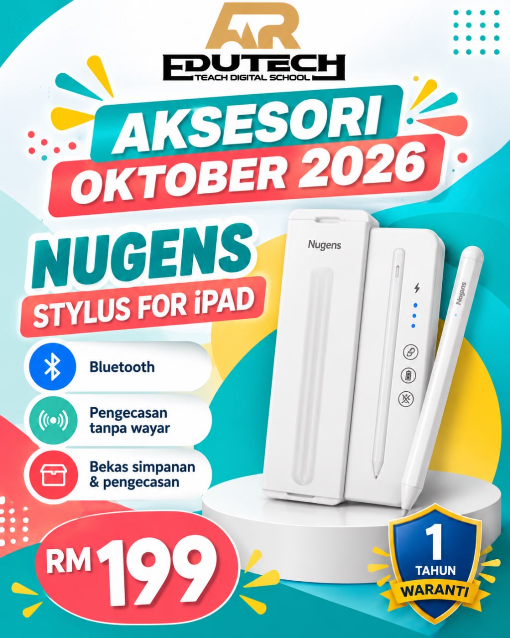 POSTER PROMO OCTOBER 2026 

Nugens Stylus for iPad -Bluetooth Wireless Charging Stylus
for iPad + Storage and Wireless Charging Case
