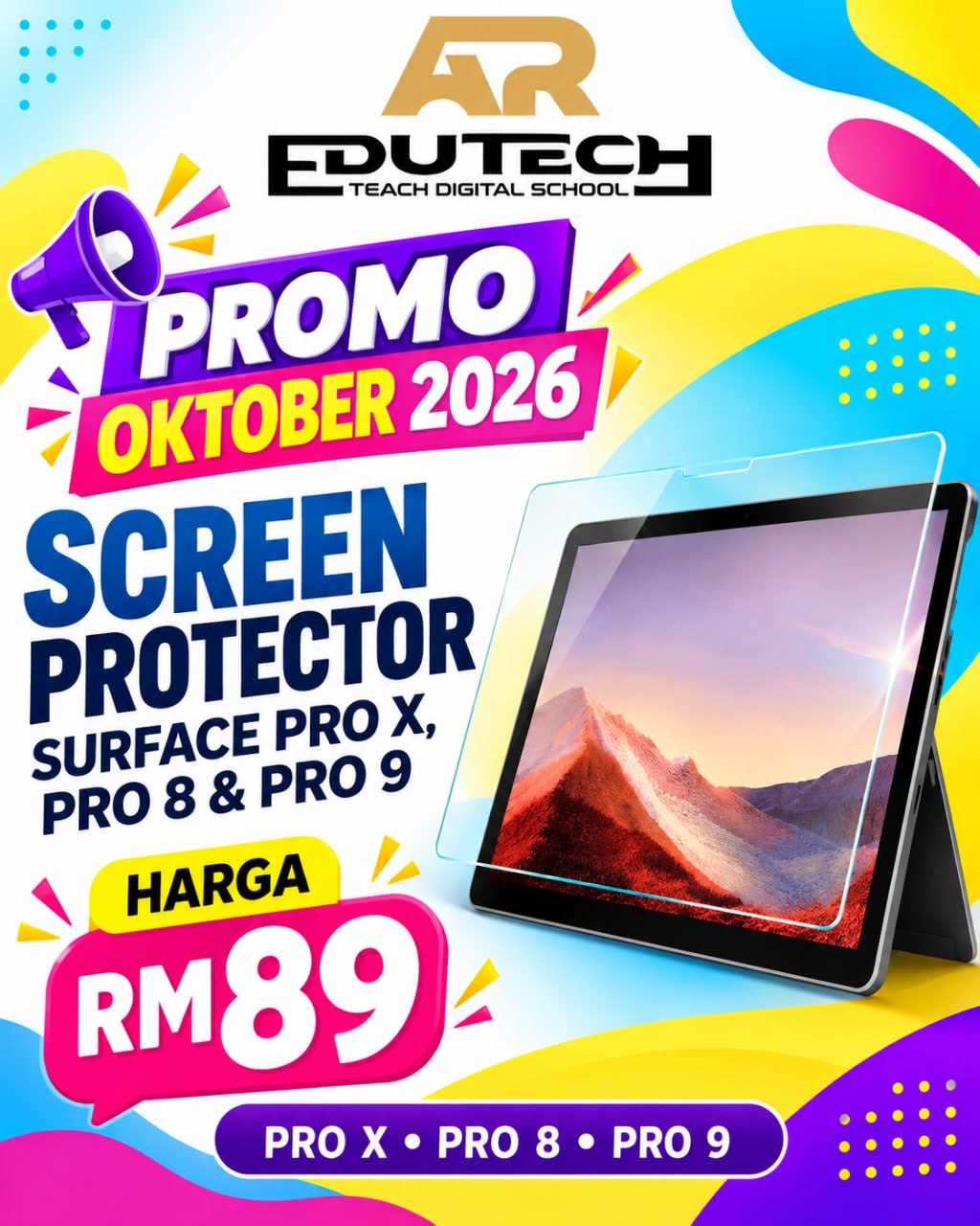 POSTER PROMO OCTOBER 2026 

SCREEN PROTECTOR SURFACE PRO X, PRO8 & PRO9