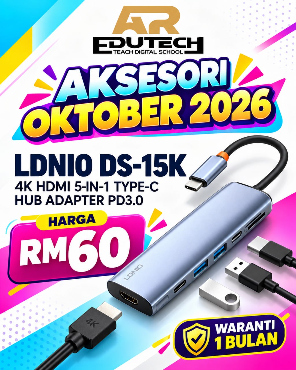 POSTER PROMO OCTOBER 2026 

LDNIO DS-15K 4K HDMI 5IN1 TYPE-C HUB ADAPTER PD3.0