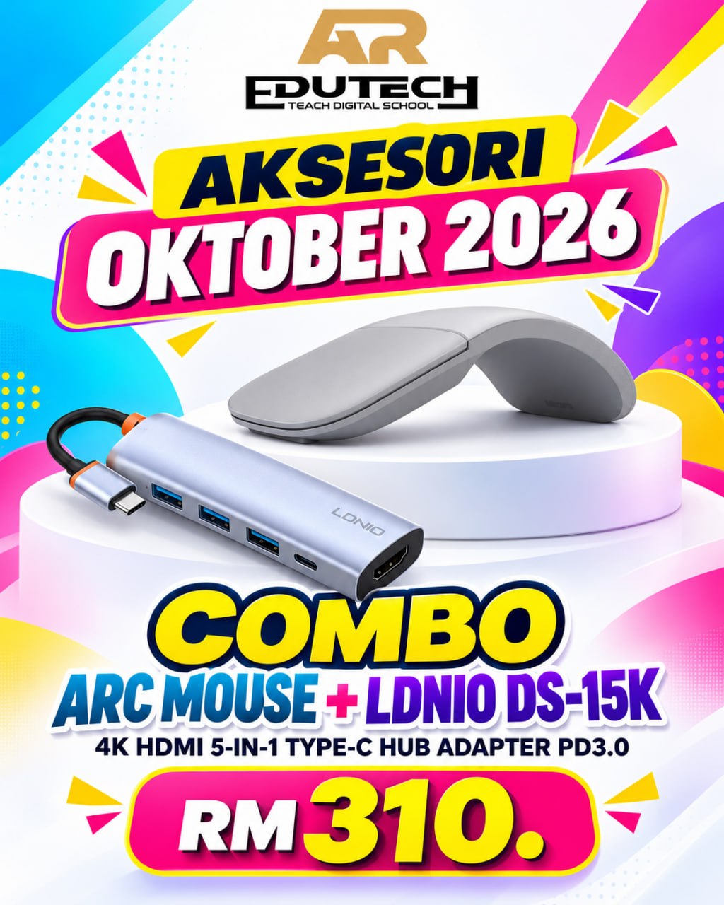 POSTER PROMO OCTOBER 2026 

Arc Mouse & LDNIO DS-15K 4K HDMI 5IN1 TYPE-C HUB ADAPTER PD3